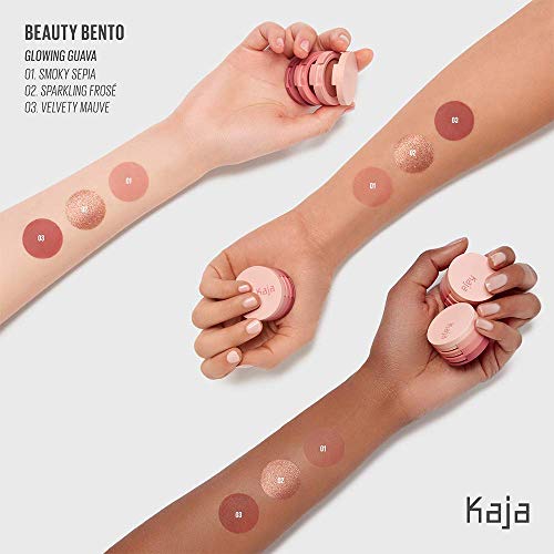 Coleção Kaja Beauty Bento - Trio de sombras saltitantes | Tons de rosas profundas, tamanho de viagem, 07 GUAVA GLOWLENTA,