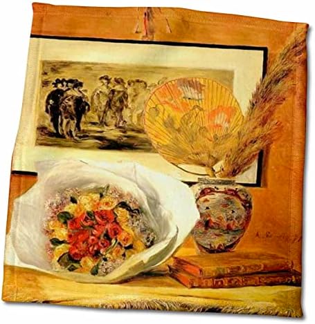 Imagem 3drose de Renoir Still Life Roses Fã e Feathers - Toalhas