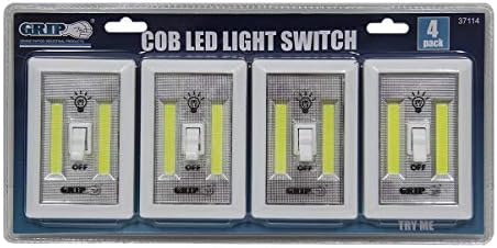 Interruptor de luz LED COB LED - sem fio com fita de montagem de gancho e loop para facilitar a instalação - perfeita para armários, prateleiras, armários, cozinha, escada - operada por bateria - 200 lúmens