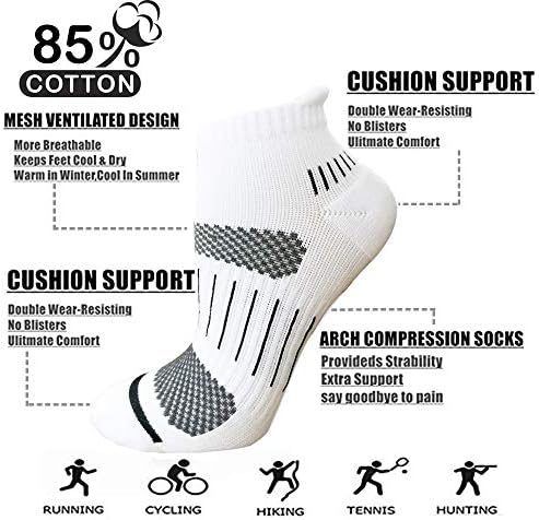 Meias de compressão do tornozelo para circulação de mulheres e homens, meias de corrida de baixo corte melhor para ciclismo atlético de fascite plantar