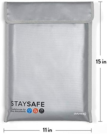 Bolsa à prova de fogo OdySoco Gray com tecnologia especial de reflexão de calor de 2 camadas I Resista a arranhão, bolsa à prova
