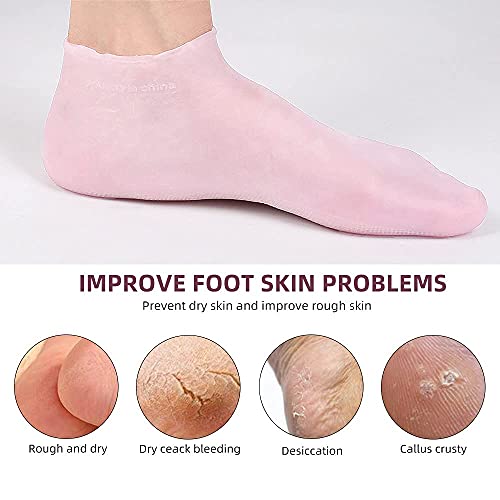 Meias hidratantes para pés rachados mulheres - meias de spa de gel para reparar e suavizar os pés rachados seco peles