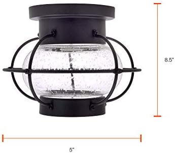 Sylvania Luminidade de gaiola de Essex vintage, montagem semi-fluxo, acabamento preto fosco, 1 60W LED Dimmable A19 Bulb incluído