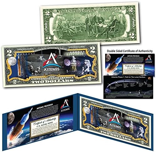 Artemis Missions NASA Programa espacial Lua não circulou dois dólares edição especial edição colecionável titular e certificado