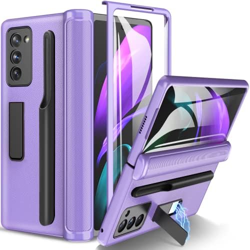 Vihibii para Samsung Galaxy Z Fold 2 5g Case com proteção contra dobradiça, Z Caixa de telefone 2 com S Holder e Screen