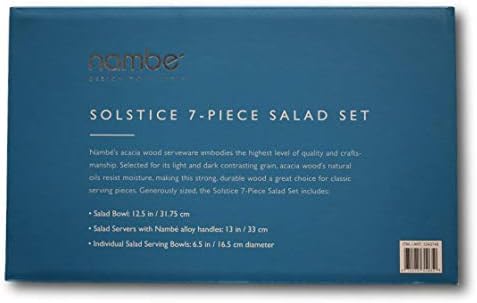NAMBE Solstice 7 peças Salada Conjunto- Feito de madeira de acacia premium