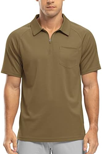 Camisas pólo masculinas rdruko com pocket manga curta ajuste seco 1/4 zip golfe colar