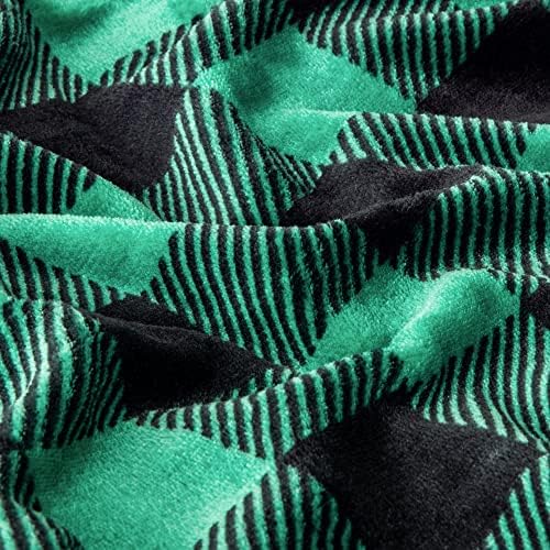 Cobertor de tamanho king size bedelite para sofá -cama, decoração xadrez de búfalo, cobertor xadrez xadrez preto e verde, cobertor aconchegante e leve e leve