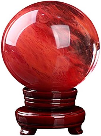 Lemsm lindo bola de cristal vermelho raro com suporte, para feng shui, meditação, cura de cristal, adivinhação, decoração em casa,