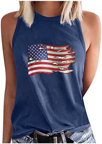 Tampas de tanques para mulheres, feminino EUA estrelas listras camisetas patrióticas verão tanque solto tops americanos