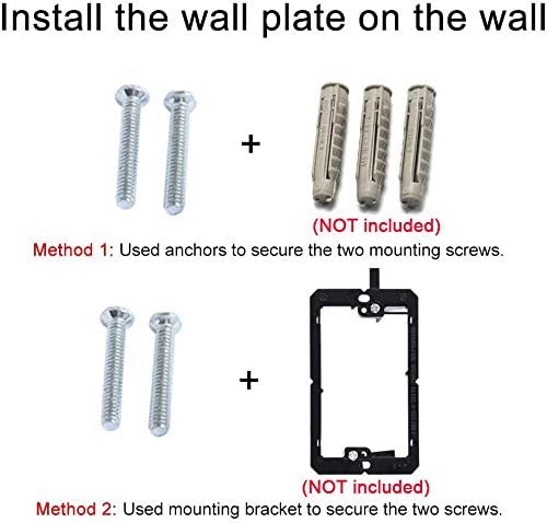 2 Placa de parede Ethernet 2 coaxial - Jacks Ethernet Double Cat6 e Dual Cable Coaxial TV Face Face Face - Branco