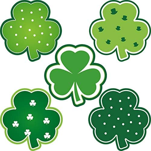 Decoração do dia de São Patrício Shamrocks Cleações de trevo cortam os recortes de papel irlandeses com pontos adesivos para