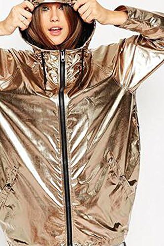 Hoodies Outerwear com manga longa Sorto moletom ouro Metallic Zipper Up Punk Rain Canel Capatimoffrof Capital de roupas de banho…