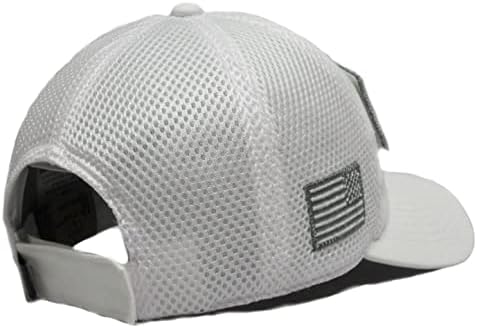 Militares Imagine o chapéu de bandeira dos EUA Branco de Micro -Mesh Mesh Tactical Cap, tamanho único
