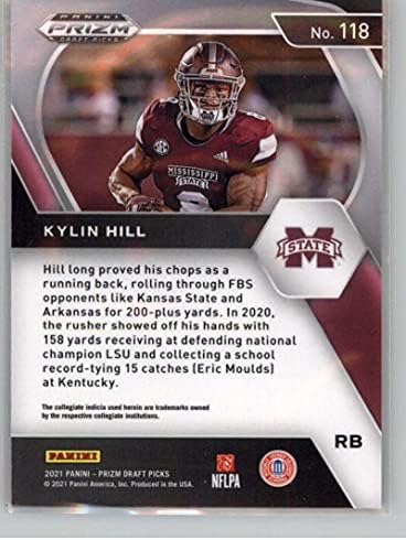 2021 picadas de draft panini prrizm #118 Kylin Hill Hill Mississippi State Bulldogs RC RC ROOKIE FUTELING Trading Card