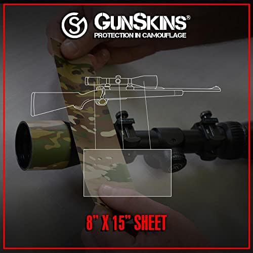 Pele do escopo Gunskins - Premium 8 x 15 Vinil Camo - fácil de instalar para óptica e acessórios - acabamento fosco não reflexivo