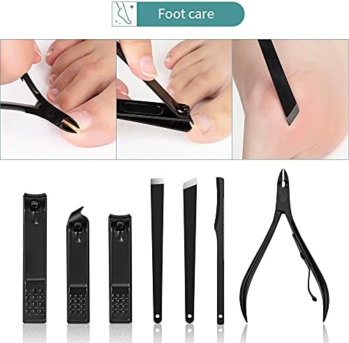 Azanu 18 em 1 conjunto de manicure Aço inoxidável Clippers Kit Pedicure Kit portátil Viagem portátil Kit de tesoura de unhas de unhas