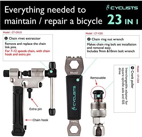 Kit de ferramentas de bicicleta de 23 peças - compatível com a caixa de ferramentas de reparo de bicicletas - ferramenta