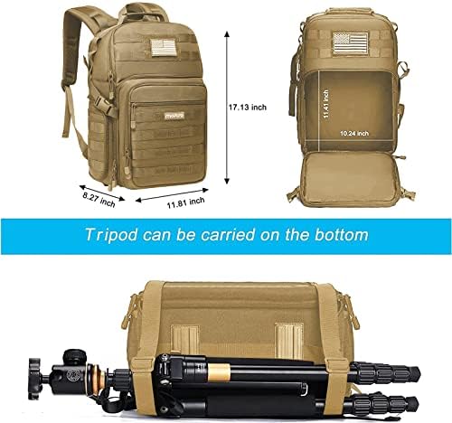 Backpack da câmera Mosis, DSLR/SLR/Mirrorless Photography Camera Tactical Bag Case com suporte de tripé e compartimento