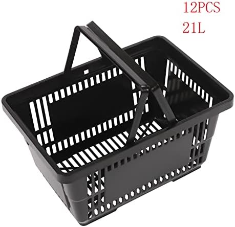12pack shopping cesto preto 21l/5.5gal cesta de plástico com cestas de compras de alça para lojas de varejo pequenas e grandes