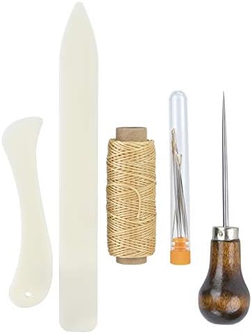 Conjunto de ferramentas de couro, kit de ferramentas de artesanato de couro prático Costura de couro DIY cutucando o kit de ferramentas de mão de costura de agulha de trabalho