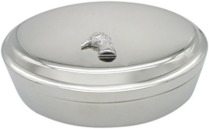 Caixa de bugigangas oval de cabeça de faisão em tons de prata Caixa de jóias