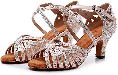 Sapatos de dança latina para mulheres de gangues Sapatos de dança de dança de baile de salão de salão profissional Sapatos de dança de salsa com cinta cruzada, vs-qjw1035