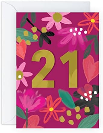 Central 23 21º cartão de aniversário para ela - 21º cartão de aniversário para filha - Feliz Vigésimo Primeiro Cartão