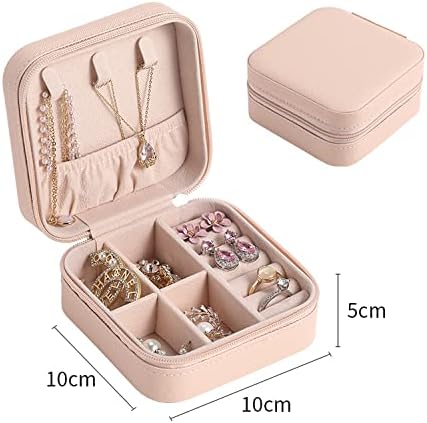 Wolpin Jewellery Organizador PU ZIPPER CAIXA DE ARMAZENAMENTO PORTÁVEL COM RECIMENTOS DE DIVERDIDOS PARA RINGES, BRIINCOS,