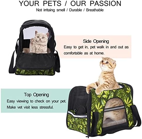 Portador de animais de estimação O verão verde folhas transportadoras de viagem para animais de estimação para gatos, cães de cachorro confortável portátil portátil