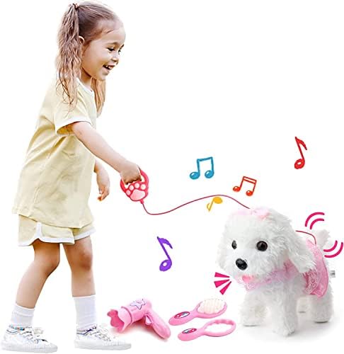 Deao Toy Dog for Kids Interactive Electronic Dog Toy, Walking Barking Toy Dog com Funções destacáveis ​​de chumbo e