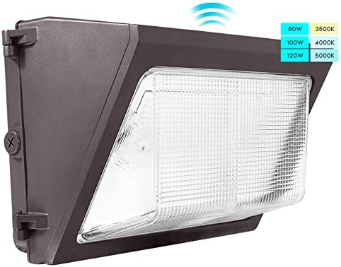 Luz de parede Luxrite LED Light com sensor fotocélula, interruptor 80W/100W/120W, até 17500 lúmens, 3 cores Selecione 3500K -5000K,