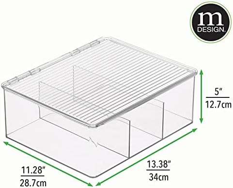 MDESIGN PLÁSTICA Panther Pantry Divided Storage Bin Box com tampa e etiquetas - CAFE CAP e Organizador de fornecimento