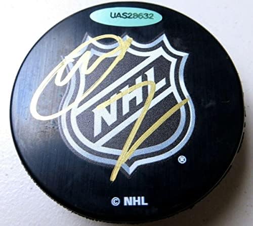 Max Jones assinou o hóquei autografado Puck Anaheim Ducks Uda UAS28632 - Pucks de NHL autografados