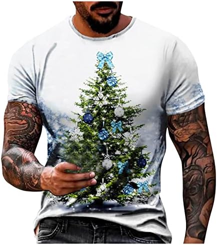 BEUU SOLIDADE DE NATAL T-SHISTS SLUVA CURTA PARA Mens, Natal Tree Impresso Crewneck Tops Camiseta casual casual em casa