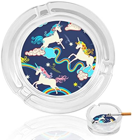 Fantasy Unicorn Glass Smoking Ashtray Cigarettes Cigar Charter Round Ash Bandejador