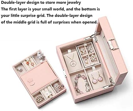 Caixa de jóias Kingx caixas de jóias de duas camadas de grande capacidade Madeira estrutura de caixa de madeira com colar de