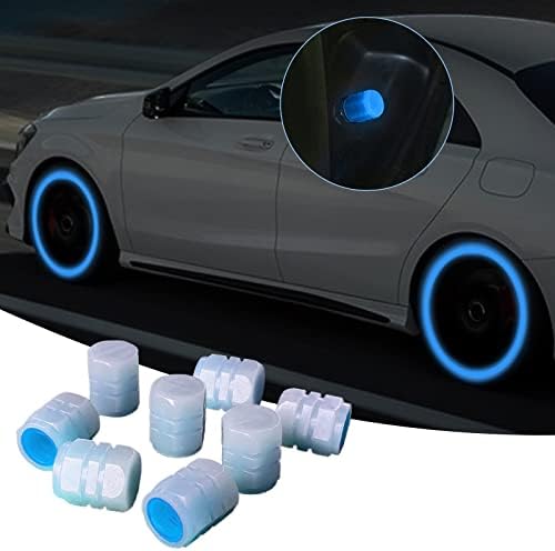 Qianbao fluorescente pneu de pneus de pneus tampas de haste, 8pcs válvula de roda automática iluminada tampas de haste