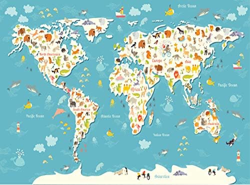 Mapa infantil mapa de parede animais mapa mundial mapa oceano mural infantil berçário berçário de tamanho grande pôster de papel