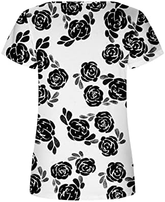 Túnica casual de túnica feminina Tops de pescoço quadrado de verão Tops florais plissados ​​de manga curta de manga curta Flowy Bloups Soly Fit T T T CHAMISTAS