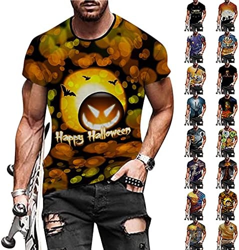 Camisetas xxbr halloween para homens, engraçado 3D Digital Impresso Crewneck Camiseta atlética Tops de abóbora Camiseta assombrada