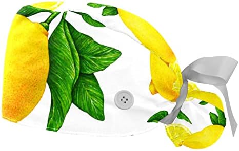 2pcs Capas de trabalho com botão, fita de lavagem de cabelo comprido folhas de moletom para homens folhas de planta de limão de