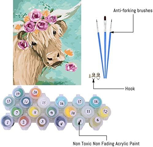 Lwzays Pintura por números para iniciantes para adultos, tinta adulta de vaca DIY por kits de números, kits de tinta para adultos