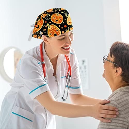 Colorido desenho de amor, coração padrão de trabalho chapéu de esfoliação ajustável com botões e cabelo arco -arco para enfermeiro e médico
