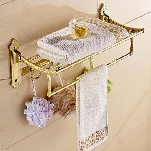 Sjqka toalha rack dourado aço inoxidável toalha de banheiro rack com toalhas dobráveis ​​rack de toalha móvel rack