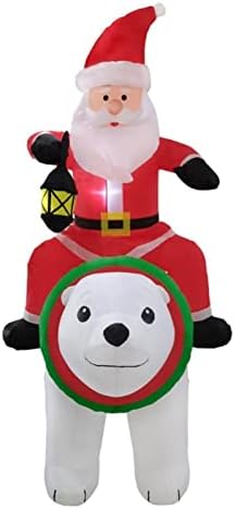 Pai Natal inflável Papai Noel Ride Polar Bear Doll Inflável com Luzes Decoração ao ar livre Adereços de jardim doméstico