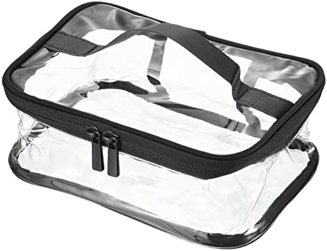 Patikil 8.3 x5.9 x3.5 Bolsa de higiene pessoal transparente, bolsa cosmética de maquiagem de PVC com alça de zíper à prova d'água para armazenamento em casa de viagem, preto