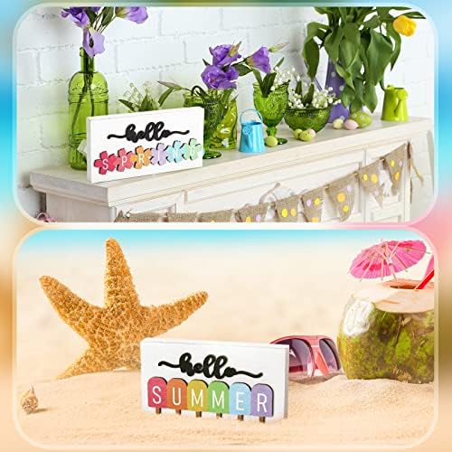 5 PCs Wooden Intercambiew Welcome Plating Holiday Sazonal Hello Spring Summer O outono do inverno SILH