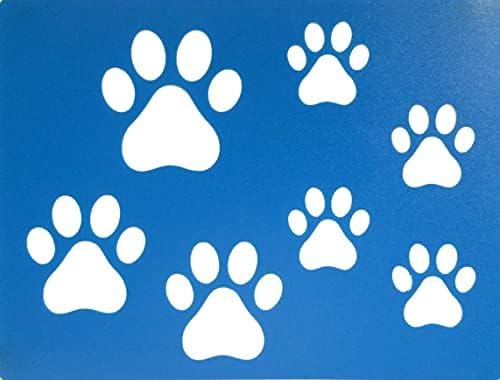 Uma contagem, modelo de folha de estênceis de impressão de pata de cão, três tamanhos de impressão de pata, 3 , 2, 1,75 de altura