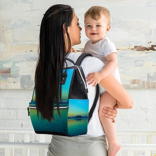 Os primeiros raios do sol sobre o mar para fraldas bolsas de mochila mamãe de grande capacidade Bolsa de enfermagem de bolsa de enfermagem para cuidados com o bebê